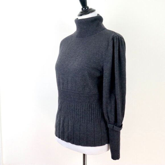 Pendleton Size Petite L Merino Wool Knit Sweater Turtleneck Gray - Picture 1 of 10